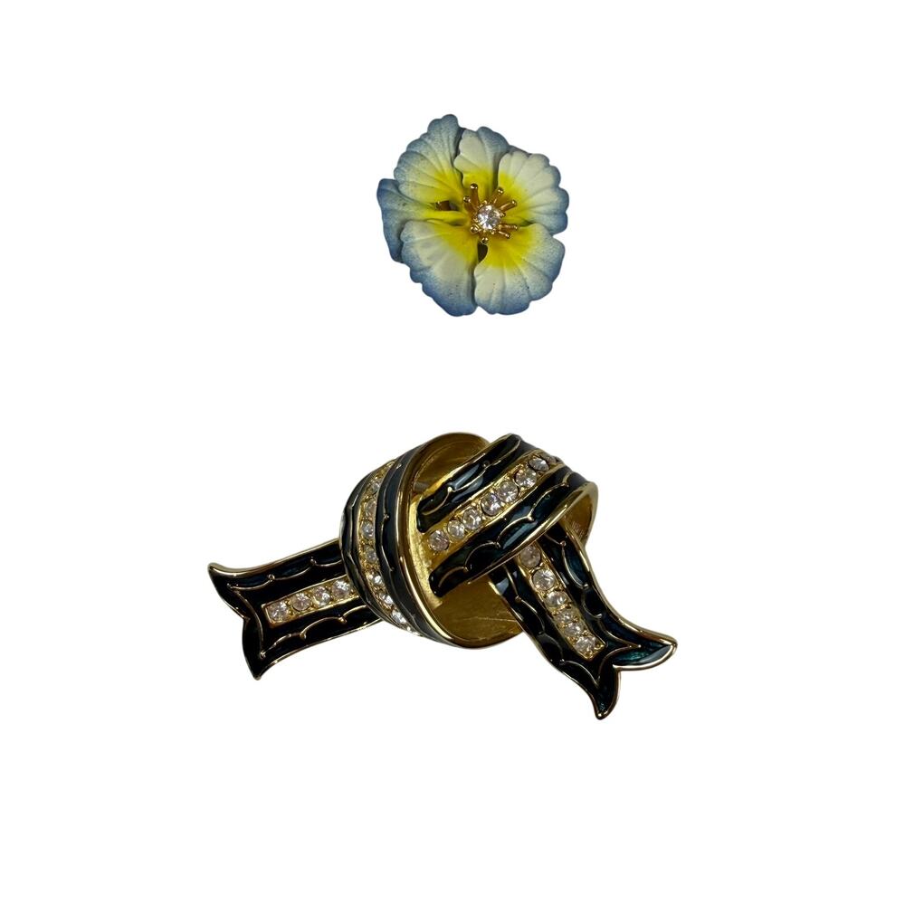 Joan Rivers Enamel Rhinestone Knot Brooches Pins